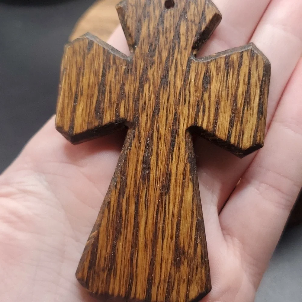 Wooden large cross‎ pendant